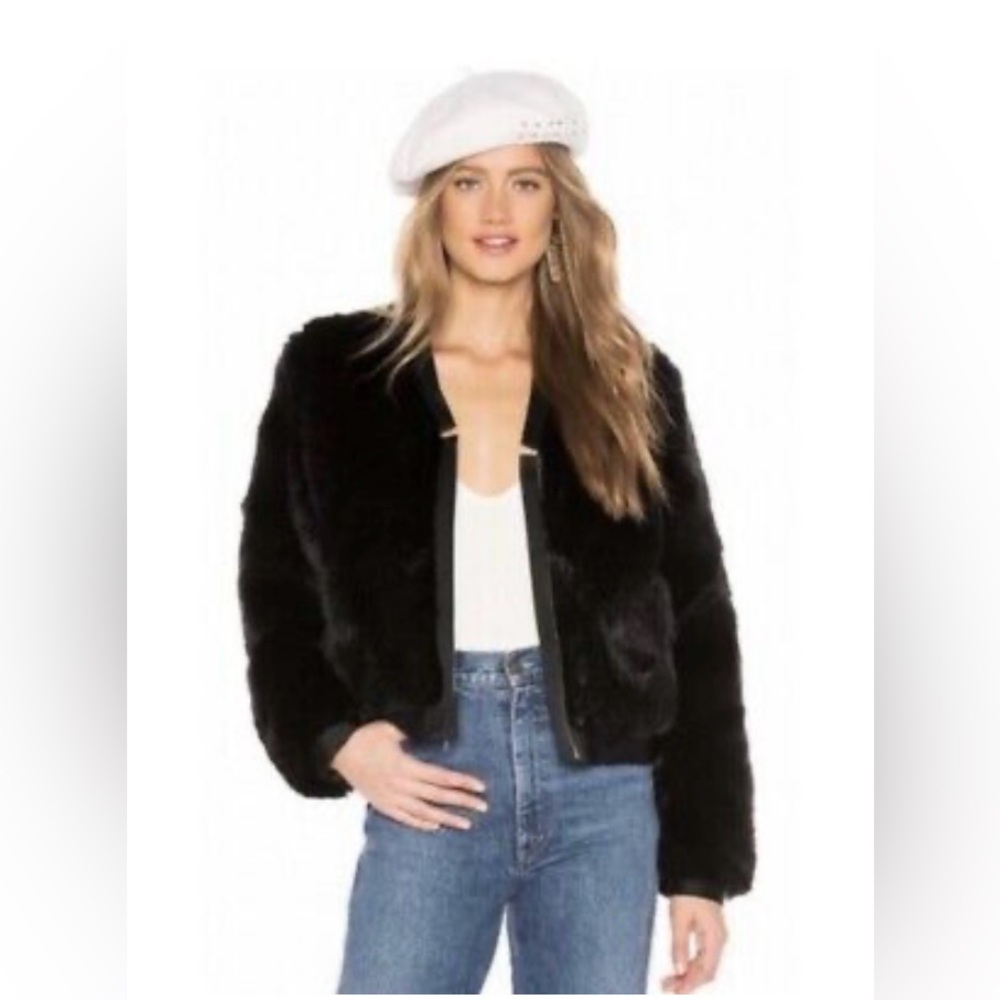 J Brand Ashbey faux fur jacket in Black size Small